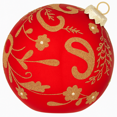 Sfera natalizia rossa Bagutta con decoro oro in rilievo e dettagli brillanti